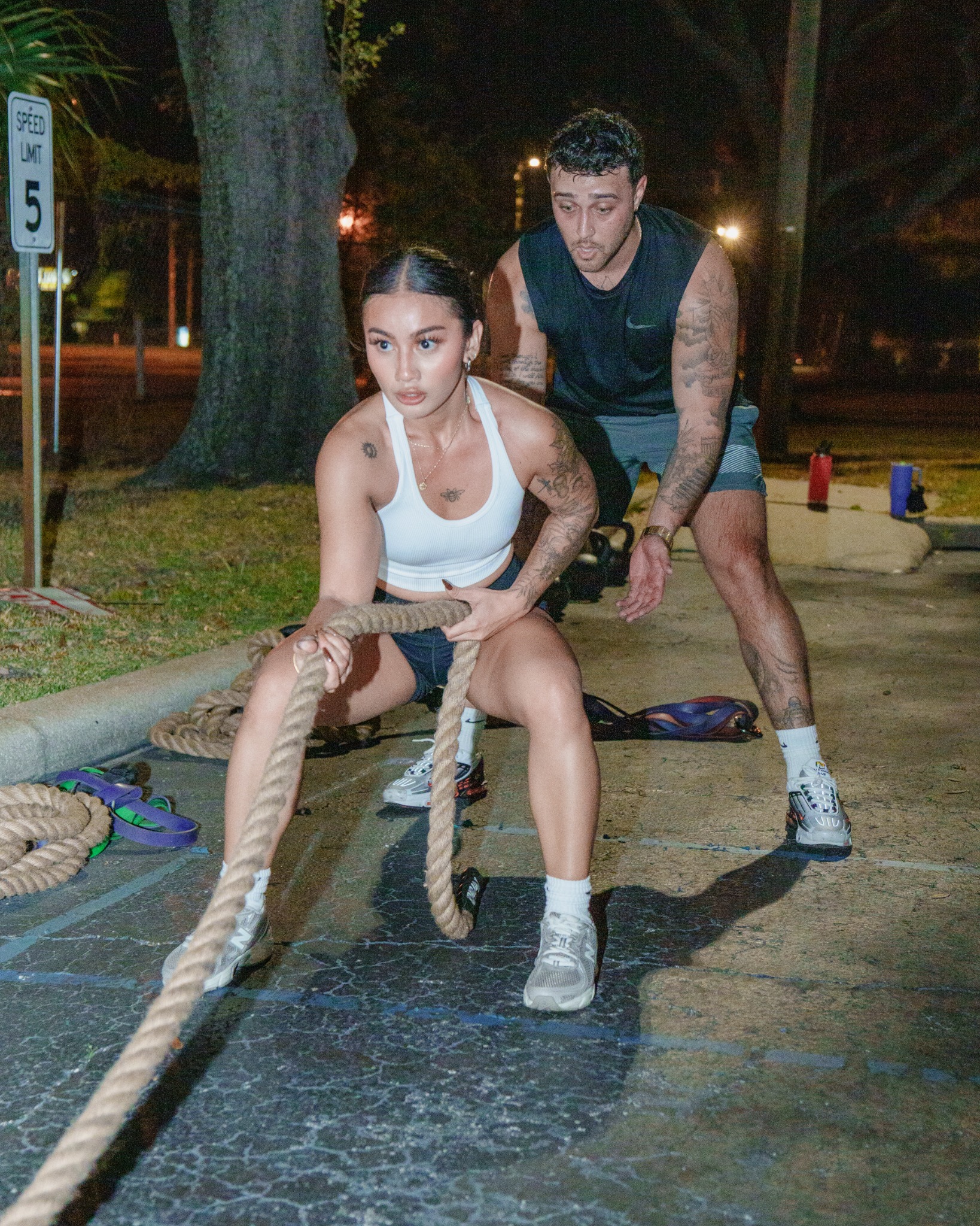 wefit hyrox under the lights rope pull partner support